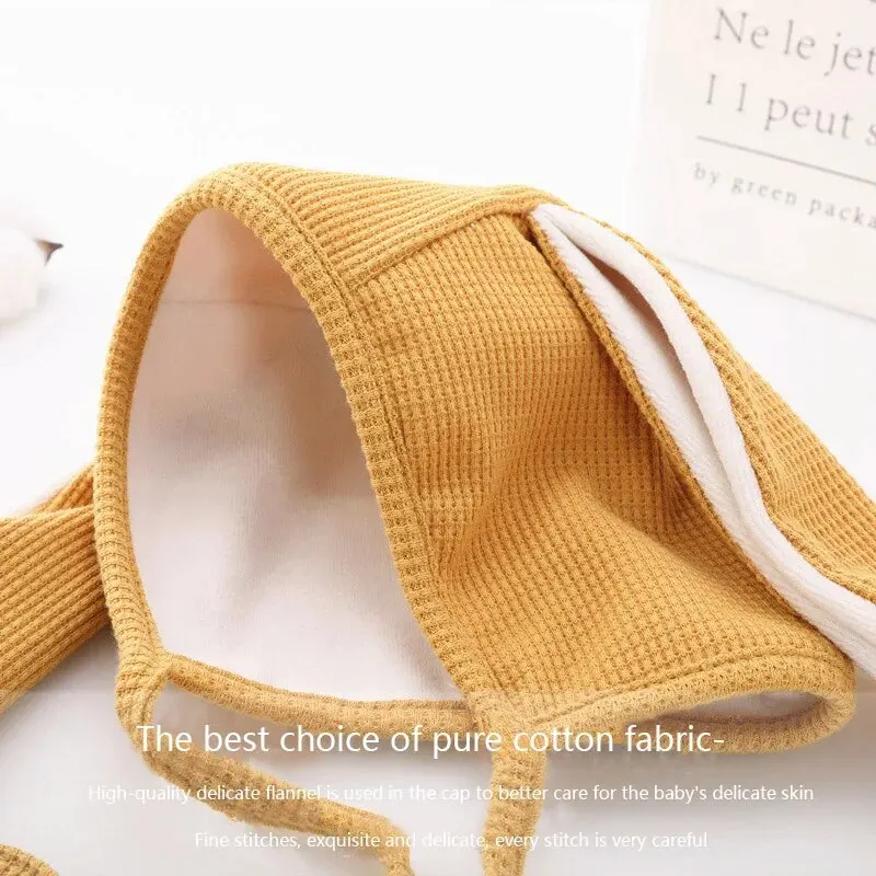 Niedliche Hase Baby Hut Cartoon Kaninchen warme Gehörschutz Säuglings mütze für Jungen Mädchen einfarbig weiche Kleinkind Ohr klappe Hut Motorhaube – Detail 6