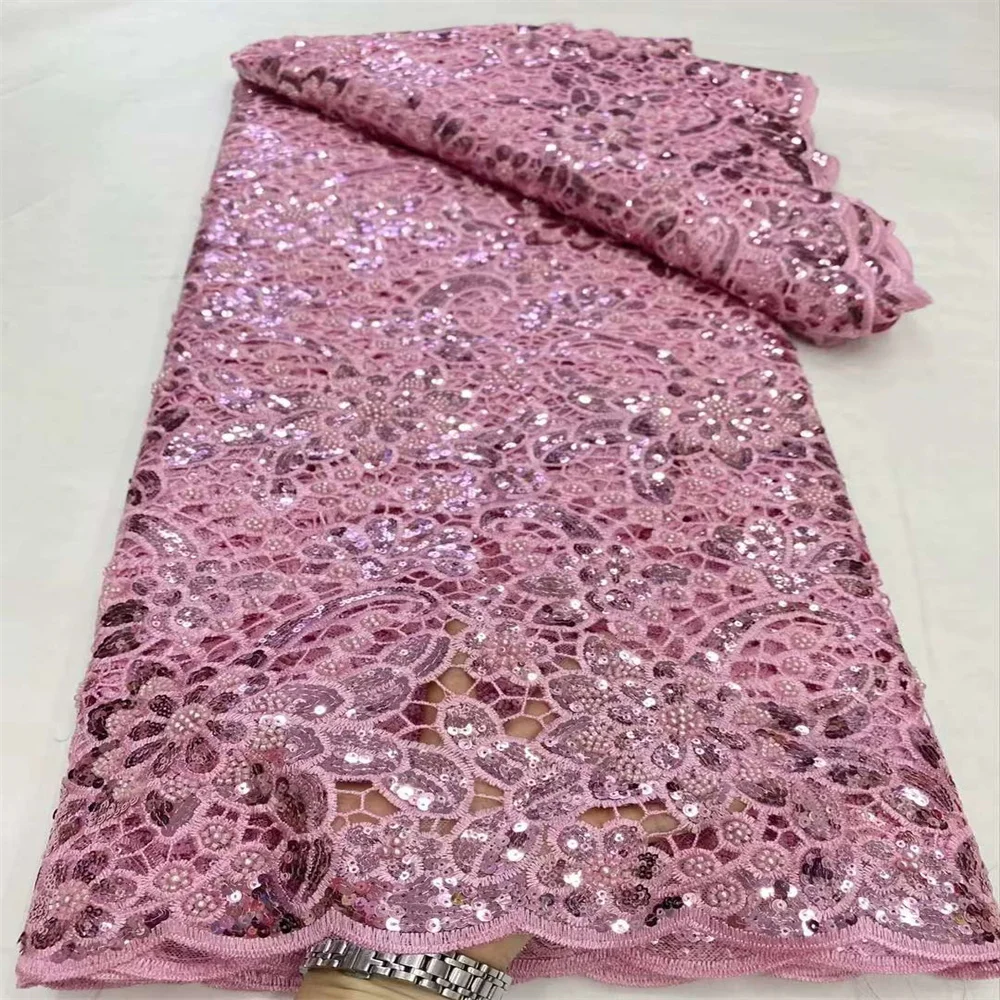 

2024 высококачественный Африканский нигерийский шнур, тюль, кружево, женское шитье, гипюр, бриллиант, 5 ярдов