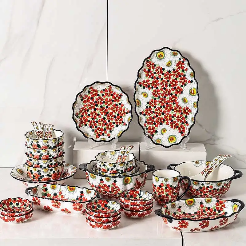 High-end crockery set, home creative eating bowls, high-value dishes, chopsticks, tableware, microwave oven special bowls