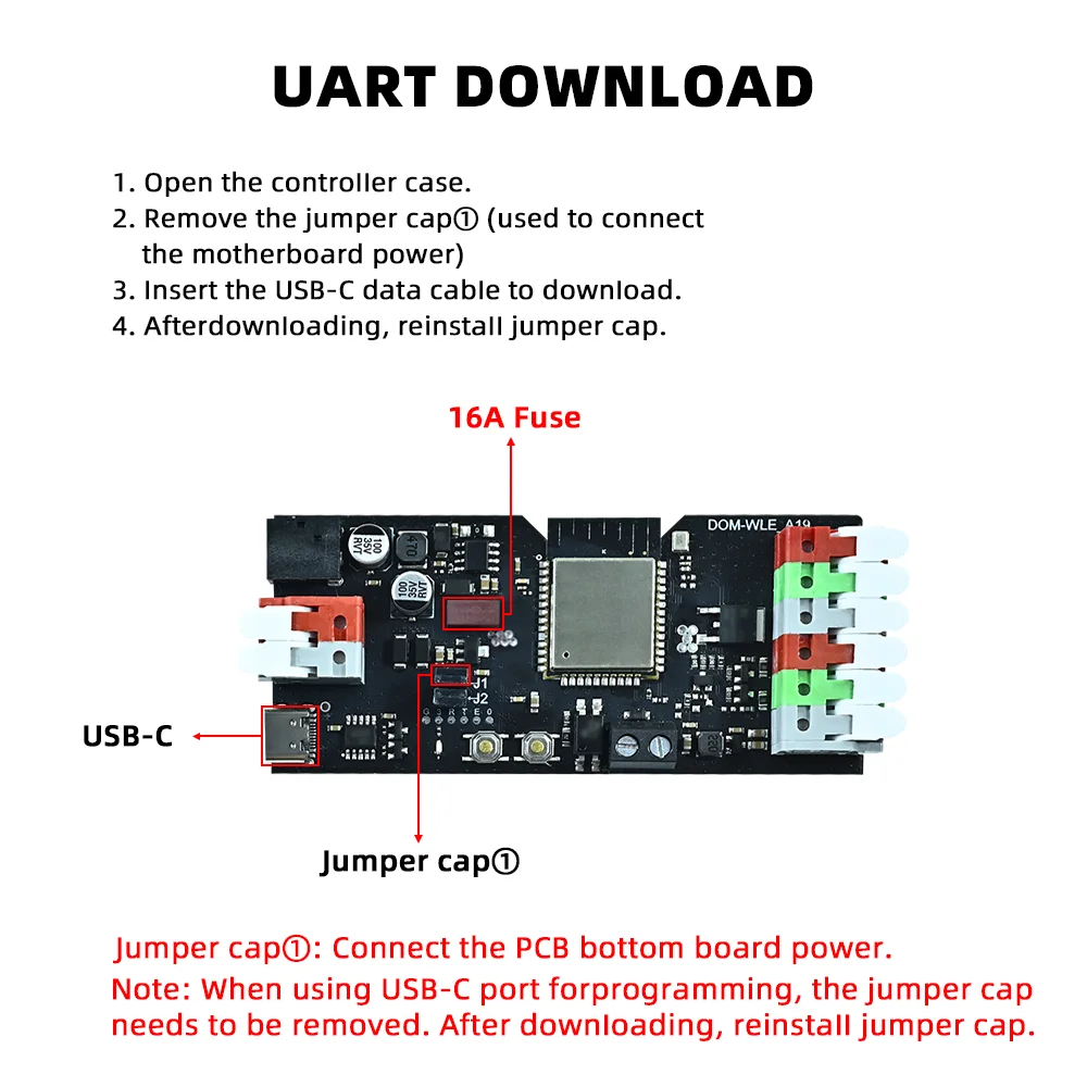 DOMRAEM WLED Digital Music LED Controller with Mic & Relay -ESP32 2CH 16A for WS281X/SK6812 (800ICS). Type-C & UART. Alexa/HA.