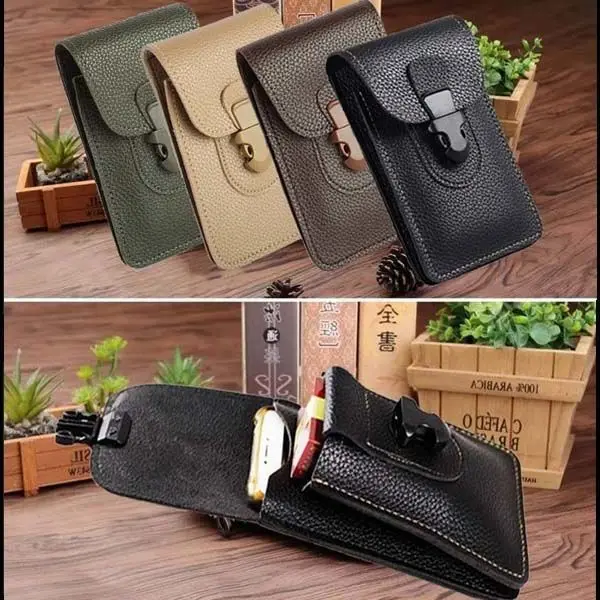 

Men Leather Waist Bag Cell/Mobile Phone Coin Purse Pocket Belt Bum Pouch Pack Vintage Hip Bag Case For iPhone Waist Bags