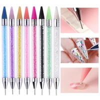 1pc Dual Ended Nail Dotting Pen Crystal Beads Handle Rhinestone Studs Picker Wax Pencil Gel UV Brush Manicure Nail Art Tools 1