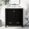 30" Black Bathroom Vanity with Single Sink, Combo Cabinet Undermount Sink, Bathroom Storage Cabinet with 2 Doors and a Drawer 2