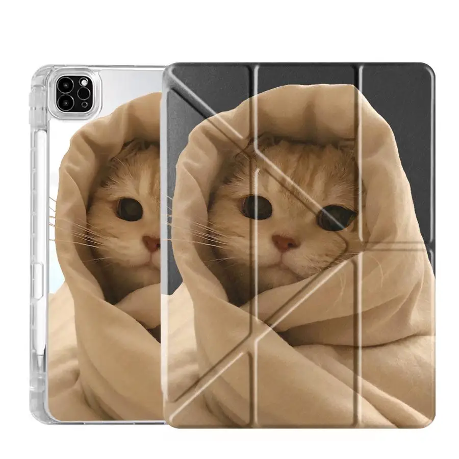 Cozy Cat Y-Fold Tablet Case with Holder - Premium Protection and Style