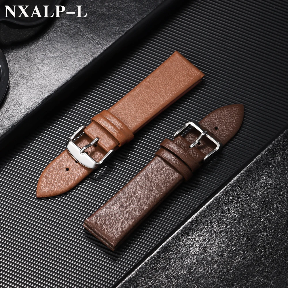 Premium Ultra-Thin Calf Leather Watch Strap - Soft Genuine Leather Band