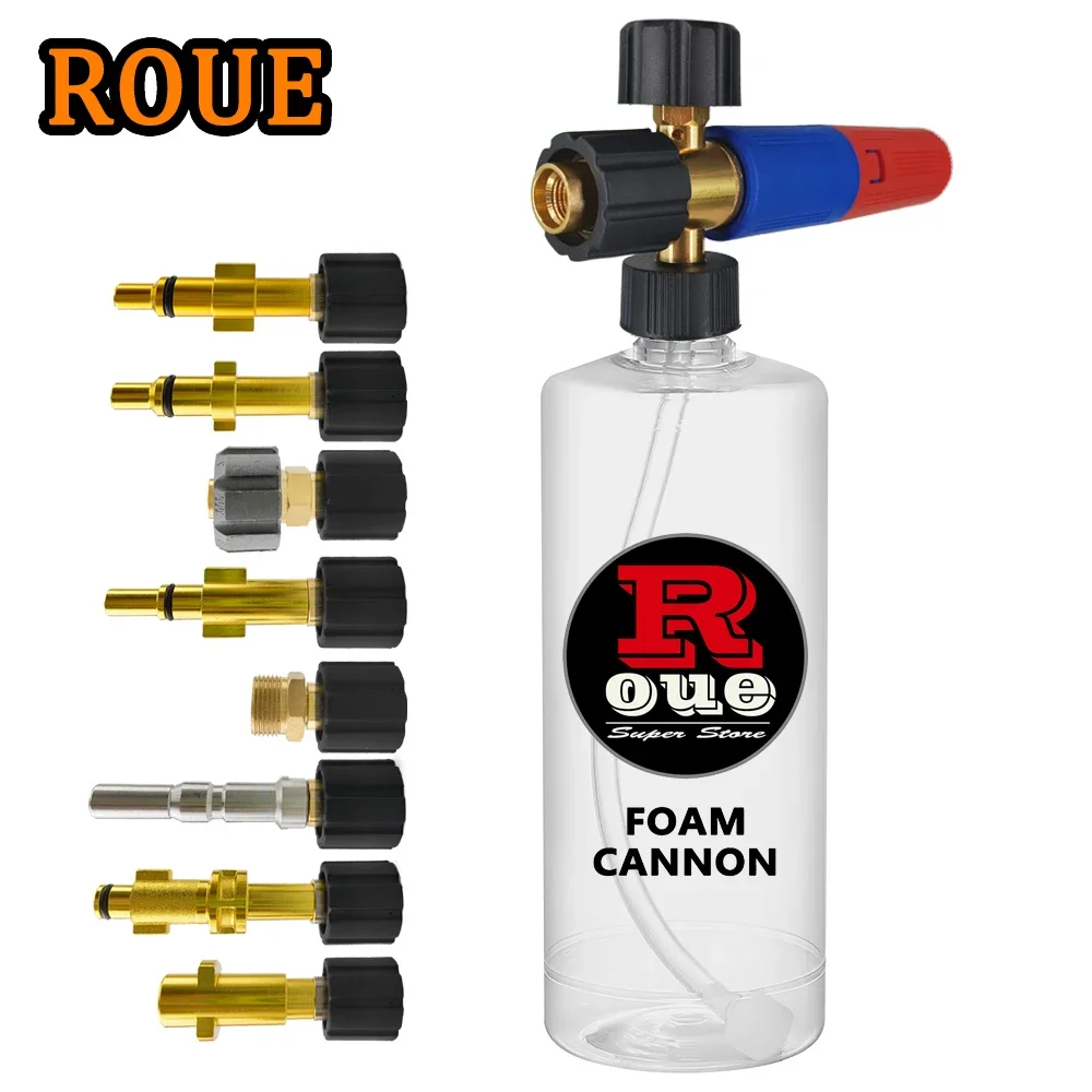 

ROUE Snow Foam Lance High Pressure Car Washer Compatible Varies Adapters 1L Foam Gun Cannon for Karcher Lavor Nilfisk Bosch