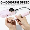 YOKEFELLOW Professional Nail Drill 40000RPM Rechargeable Electric Nail Drill Machine Cordless Nail E File for Acrylic Gel Nails 6
