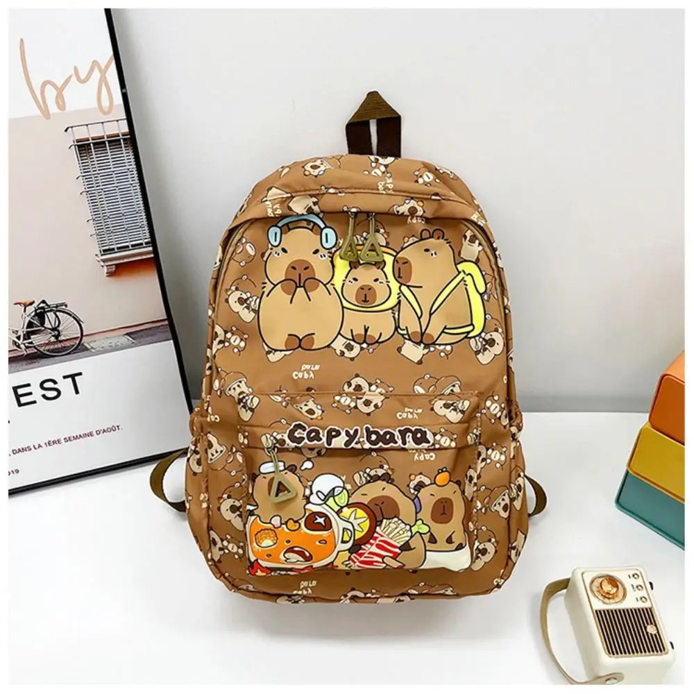 Cute Large Capacity Capybara Backpack Cartoon Breathable Student Schoolbag Nylon Ultra-light Book Bag 4