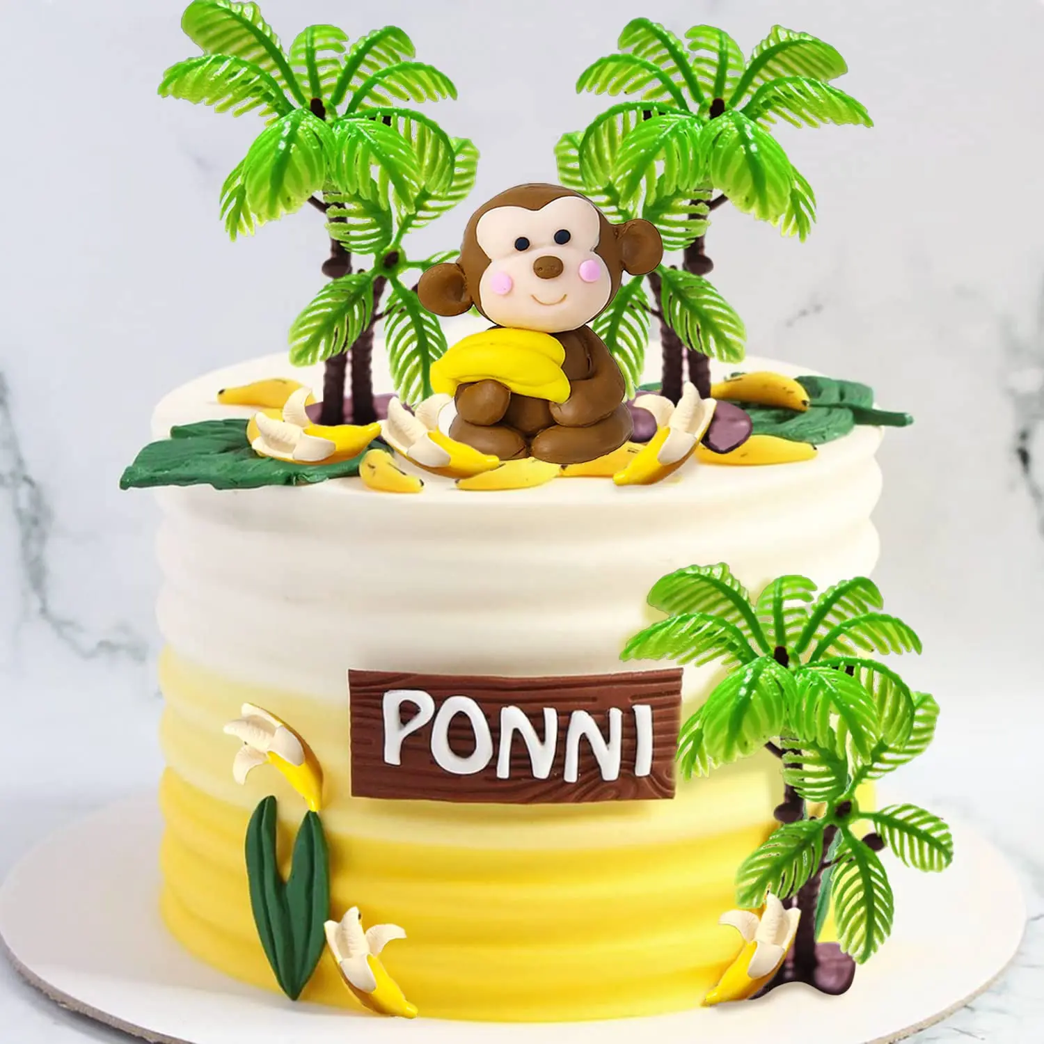 Monkey & Banana Birthday Cake Topper | Safari Jungle Theme Party Decor For Baby Showers, Birthdays - View #9