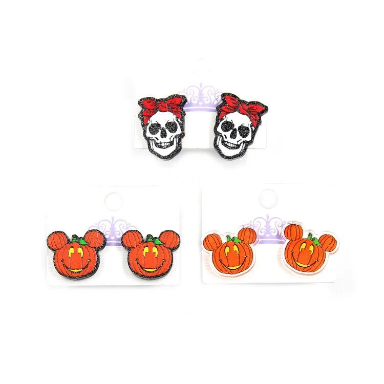 Halloween Fall Autumn Stud Earrings UV Print  Cute Mouse Pumpkin Earrings Acrylic Earrings