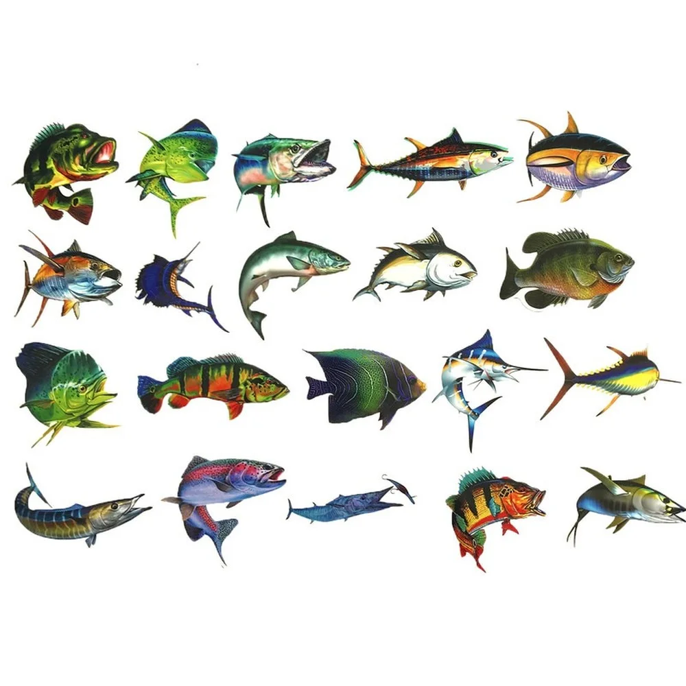 Decorative Stickers Fashion Stickers 10/50Pcs Outdoors Fisherman Go Fishing Fashion Fish Stickers for Mobile Phone Laptop Luggage Skateboard Box Decal Sticker