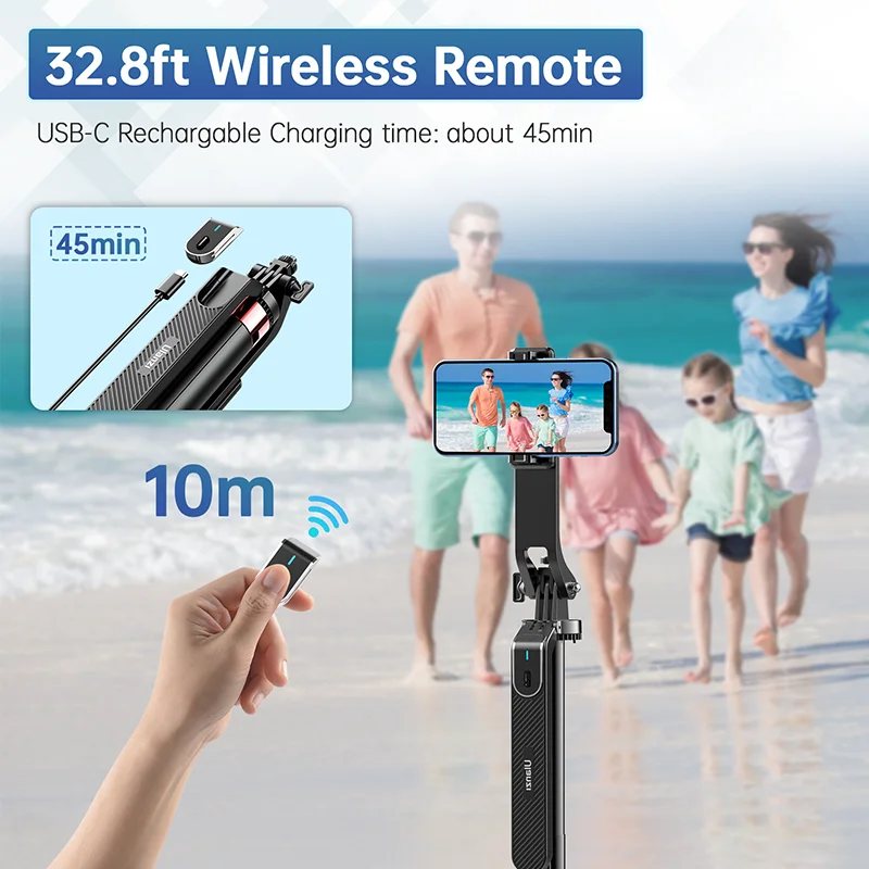 Ulanzi MA09 Bluetooth Selfie Stick 1.8m Stretchable Tripod 10M Remote Control Phone Stand for iPhone 16 15 14 13 Pro Max