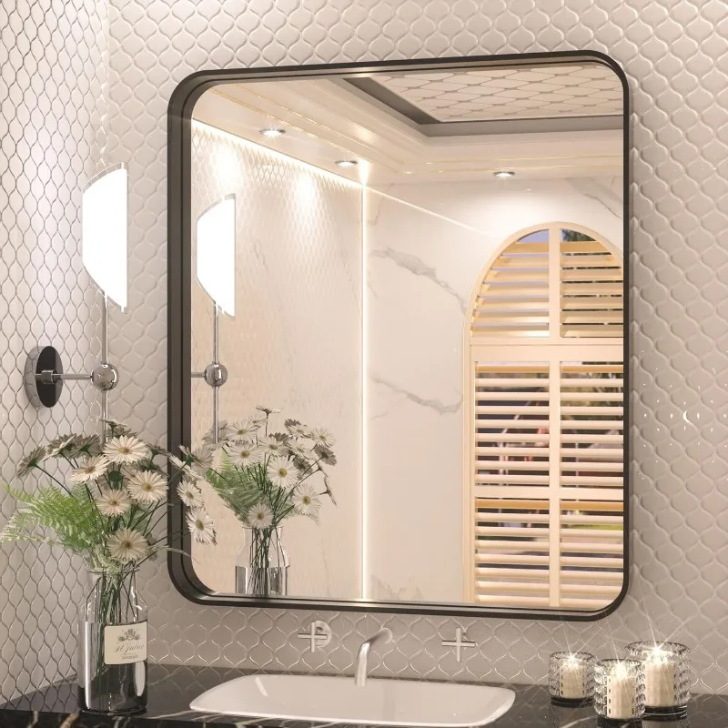 Framed Mirrors for Bathroom,42x36 Inch Modern Decorative Wall Mounted Rectangle Matte Framed Vanity Mirror (Horizontal/Vertical)