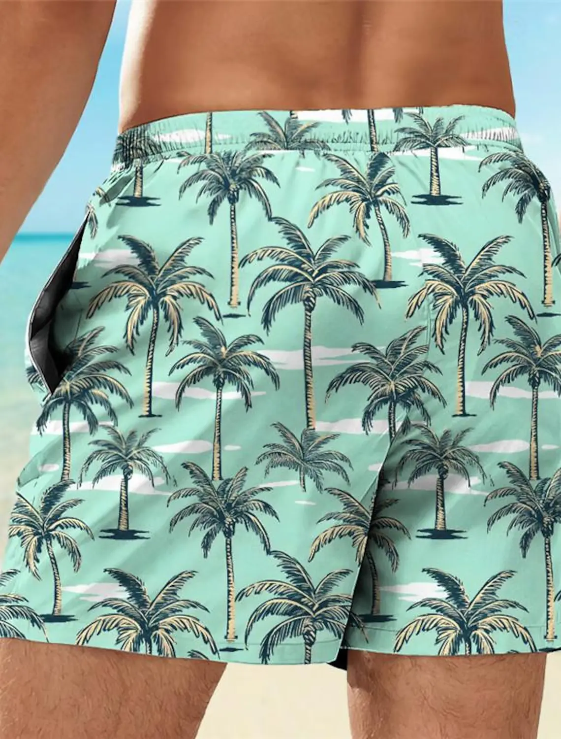 Palm Tree Tropical Men's Resort 3D Printed Board Shorts Swim Trunks Pocket Comfort Breathable Short Hawaiian Style Holiday Beach 2