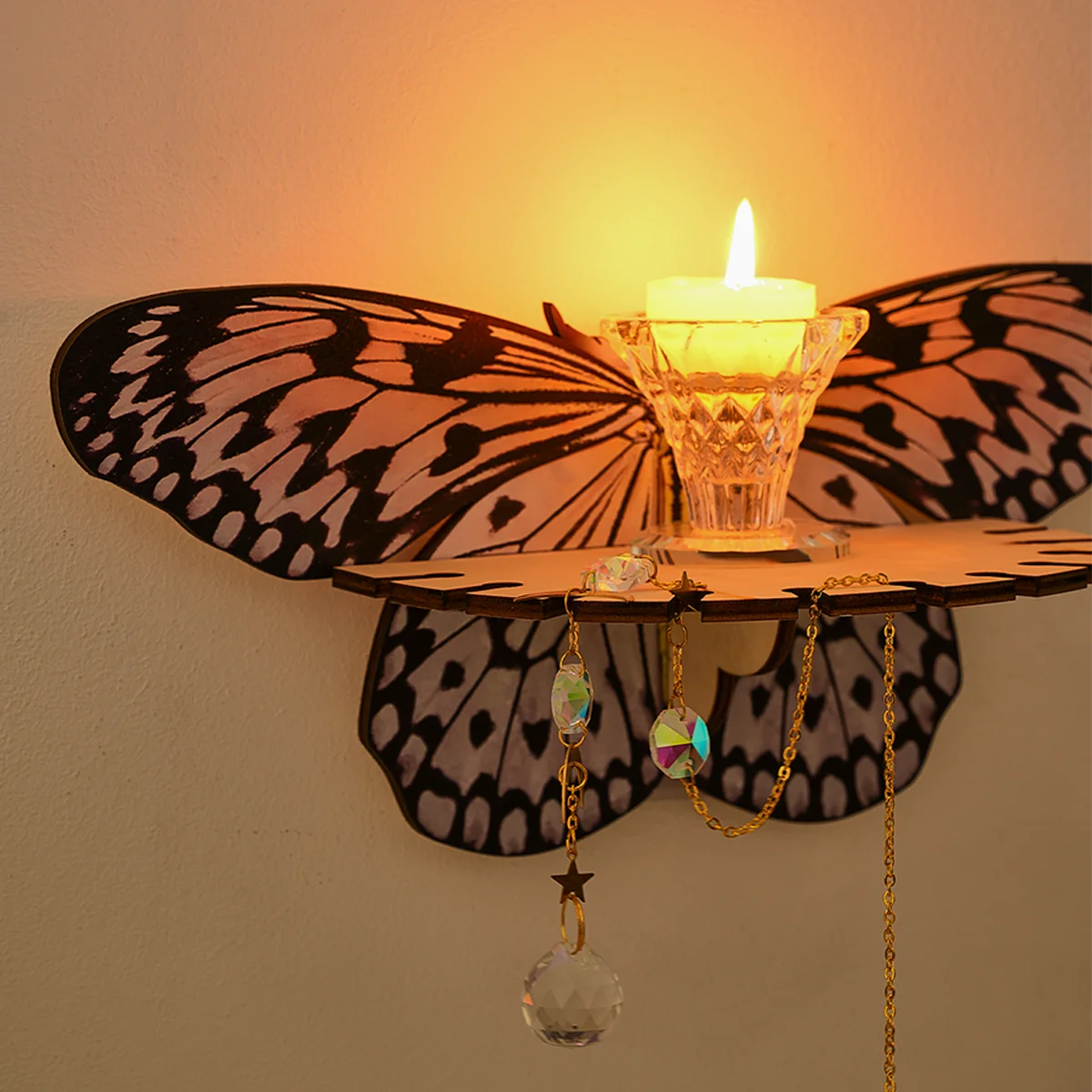 1PC creative simple wall paste tiger butterfly storage display rack (without nails), colorful creative butterfly, butterfly deco