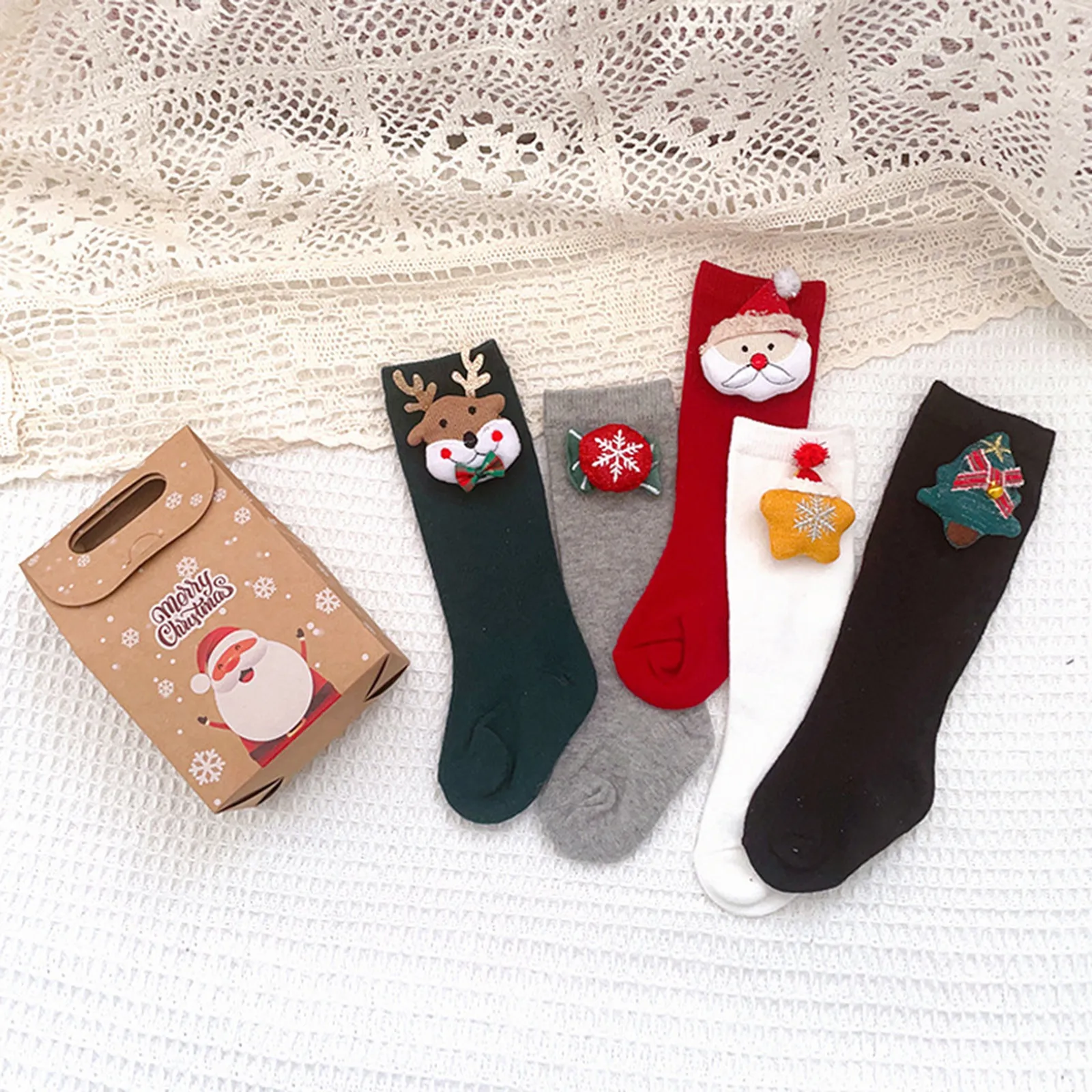 Shoes Boys Children Christmas Stockings Cartoon Doll Stockings Infant Non Slip Floor Solid Color Medium 2t Boot Socks
