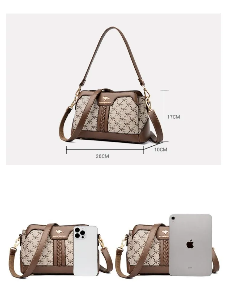 2023 Women 3Layer High Quality Leather One Shoulder Crossbody Bag Luxury Designer Handbag Trend High Capacity Women Shopping Bag