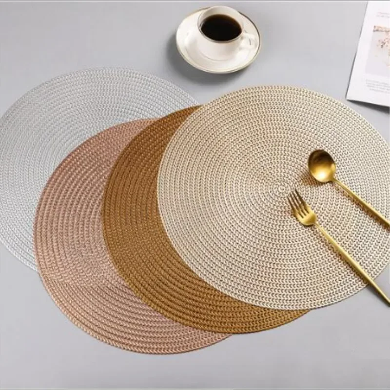 

38CM Round PVC Placemat Kitchen Dining Table Mats Steak Pad Anti-scalding Insulation Pads INS Nordic Hotel Restaurant Home Decor