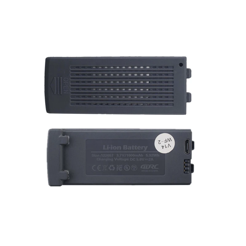 Batterie drone 4DRC V14 3.7V 1600mAh avec câble de charge, connecteur micro USB.