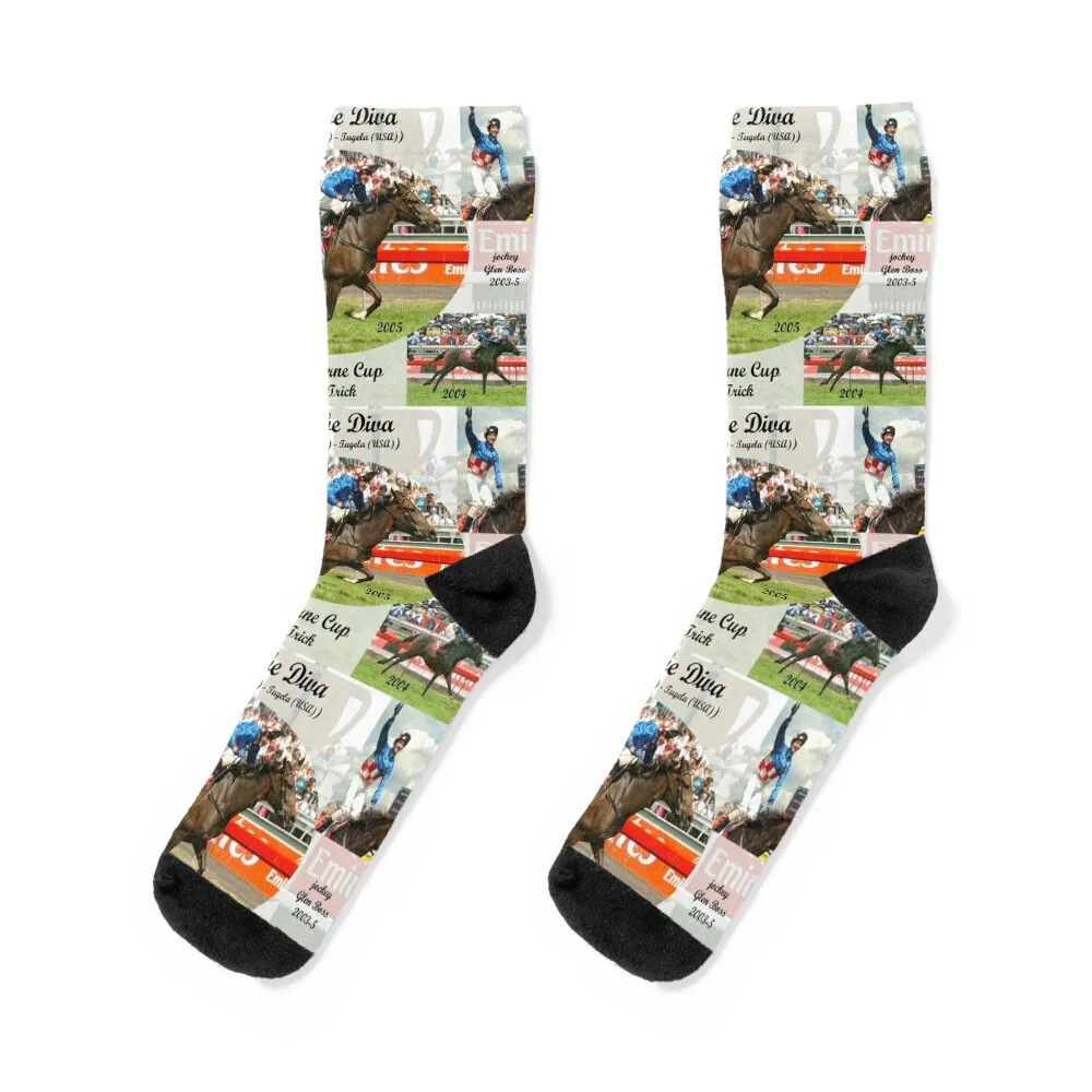 

Makybe Diva Melbourne Cup Hat Trick Socks sheer Rugby Socks Girl Men's