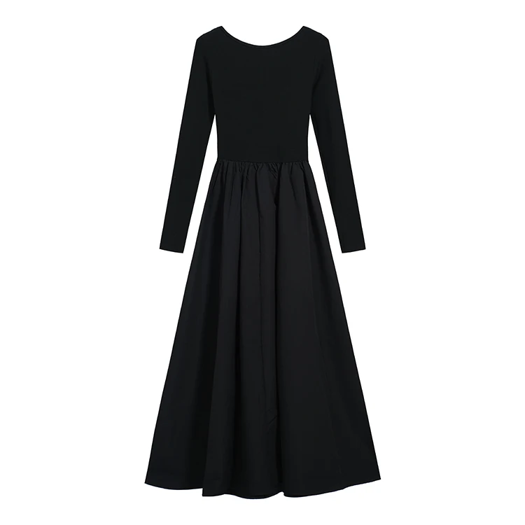 Casual Knitted Midi Dresses for Women Solid Long Sleeves Square Collar A-line Autumn New Elegant Dress Female Slim Vestidos