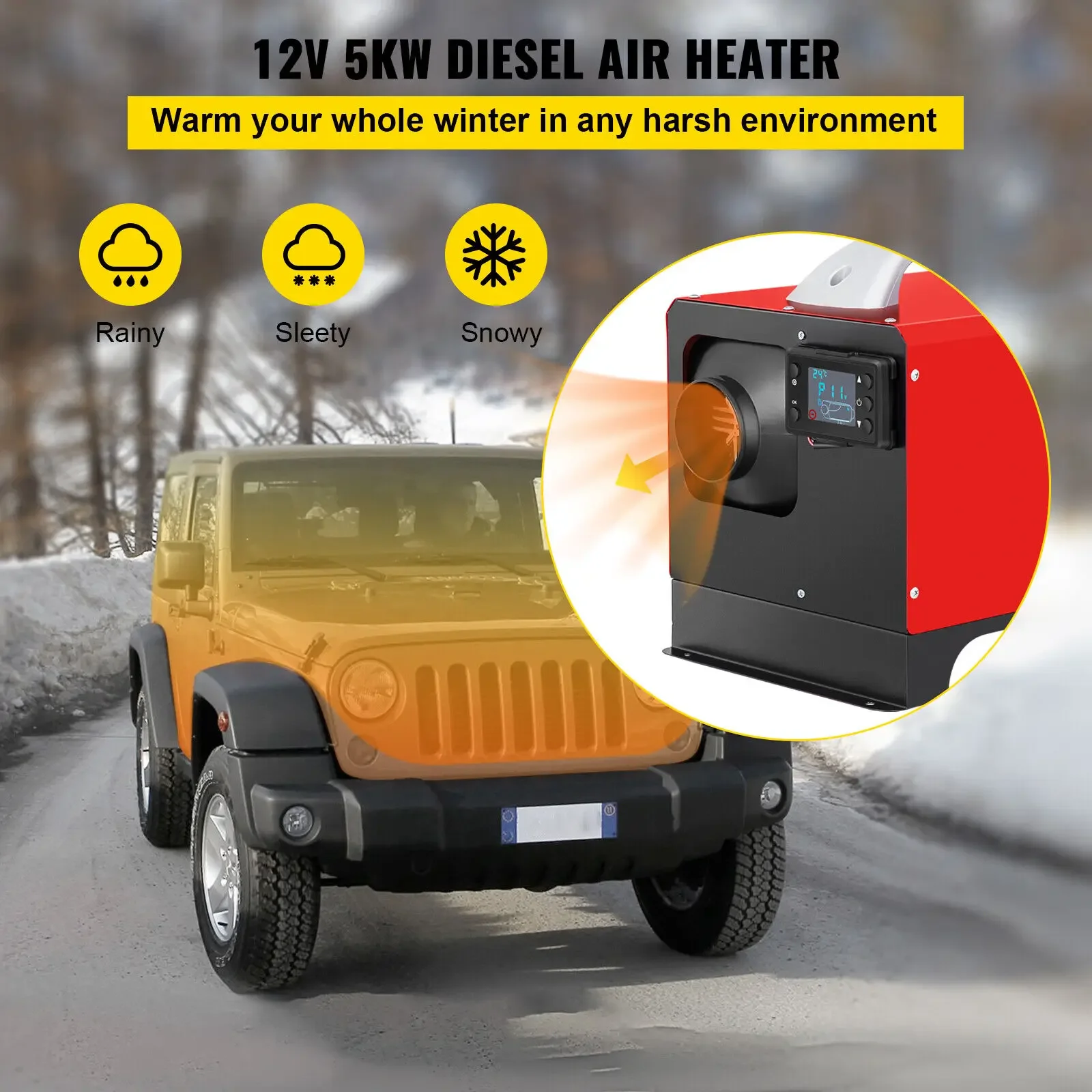 Samger-calefactor 12v camper,calentador diésel para coche, dispositivo con  interruptor LCD y Control remoto, 12V/24V, 2/3/5/8KW, para autocaravana