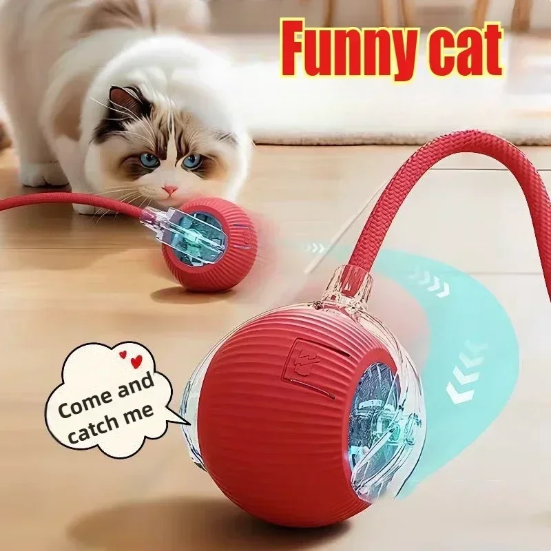 Cat Toys Rechargeable Pet Interactive Automatic Rolling Ball Toy Simulated Tail cat toys