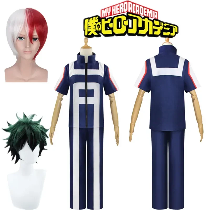 

Anime My Hero Academia Boku No Hero Todoroki Shoto Cosplay Costume Men Women School Uniform Gym Suit Tshirt Pants Midoriya Izuku