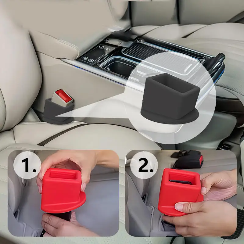 Car Belt Buckle Holder Made Of Eco-Friendly Silicone Children Can Safe Touch Seat belt slot fastener 1/2PCS