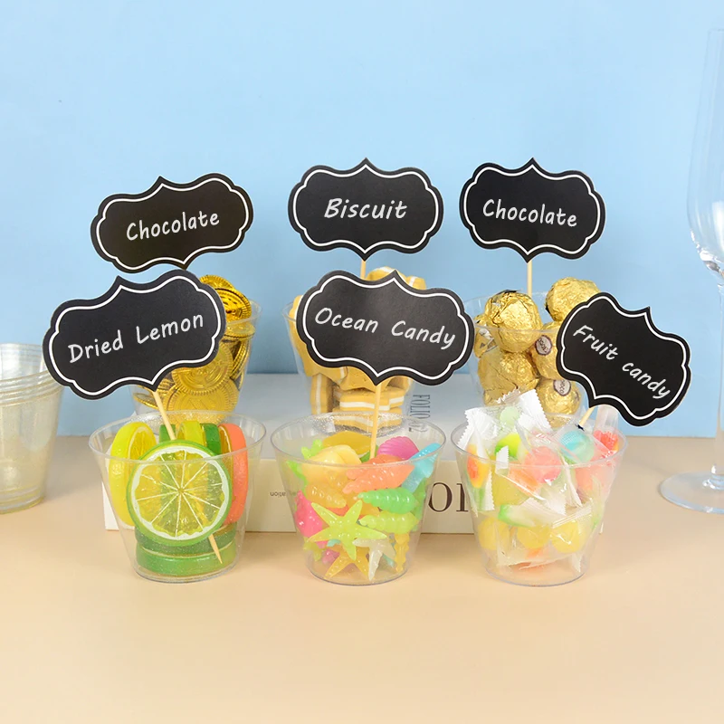 24pcs Mini Blank Blackboard Board Message Board Food Fruit Toothpick Label For Dining Party Restaurant Decoration Supplies