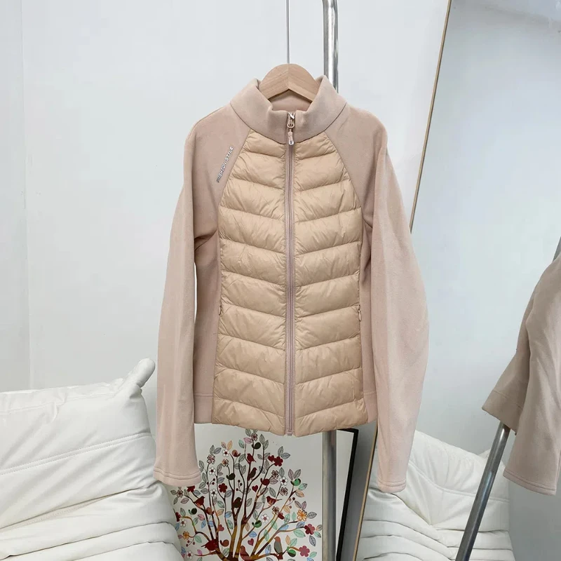 Trendy Winter Down Jacket Women Stand Collar Cropped Outdoor Sportswear Thin Long Sleeves New Standard Duck Feather Winter Yoga