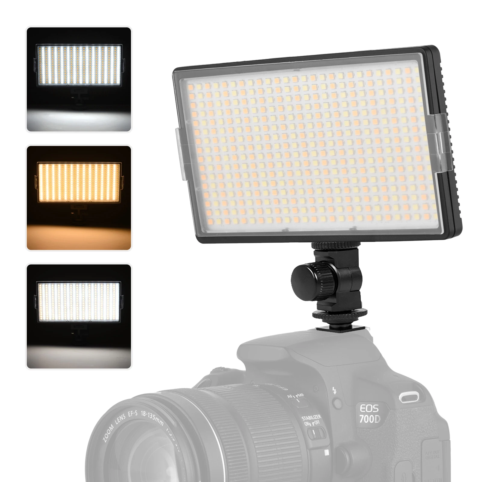 Andoer Pannello LED Video 196 Luci, Dimmerabile, 2500K-9000K, CRI 95, Con Supporto A Slitta, Per Fotocamera E Smartphone