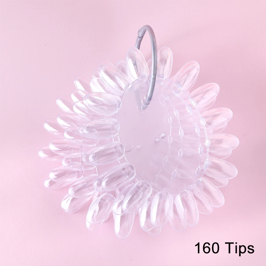 10pcs Round False Nail Art Tips Display Wheel Fake Nail Art Polish Color Card Acrylic Practice Palette With Ring Manicure SA1513