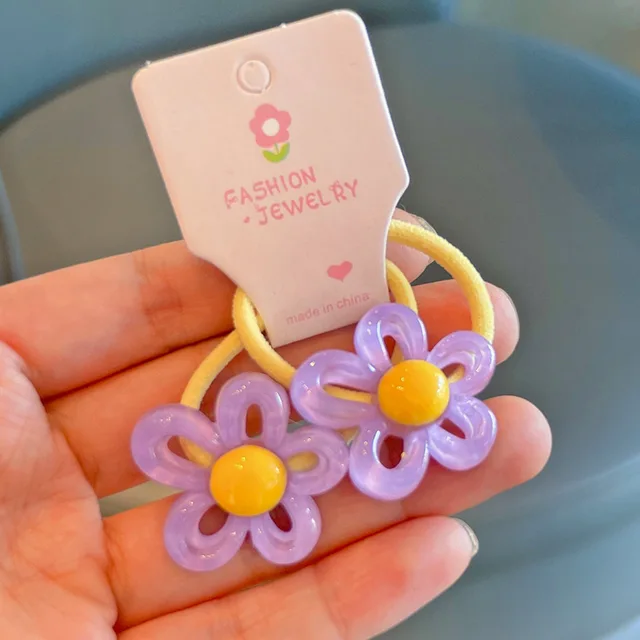 2PCS Transparent Irregular Hollow Flowers Princess Hair Accessories Girls Elastic Hair Bands Baby Hair Ties Children Headwear