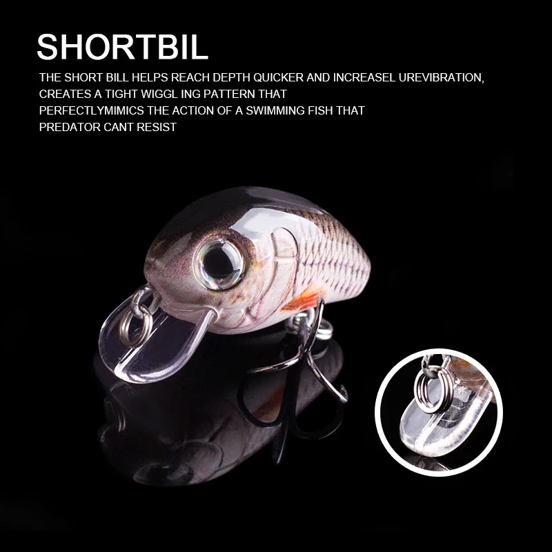 Hanlin 5pcs/Suit 2.8cm 2g Mini Wobblers Slow Sinking Crankbait Fishing Lure Artificial Bait Hard Plastic Wobbler For Bass Tackle 3