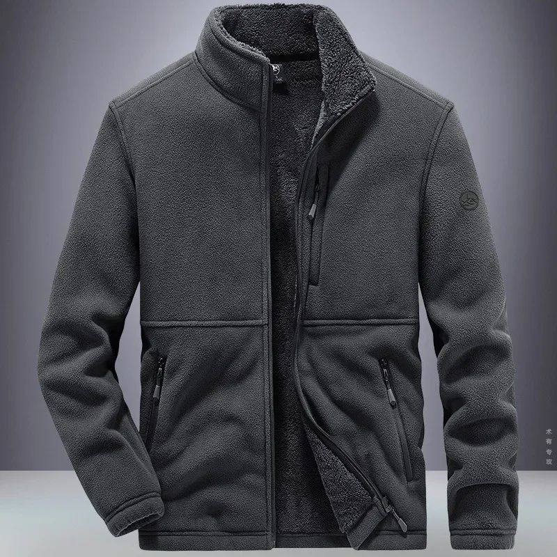 Winter jacket fleece jacket sports jacket Winter Jacket Men Trendy Added Fleece Thick Lamb Jacket Outdoor Sportswear Oversized Jacket