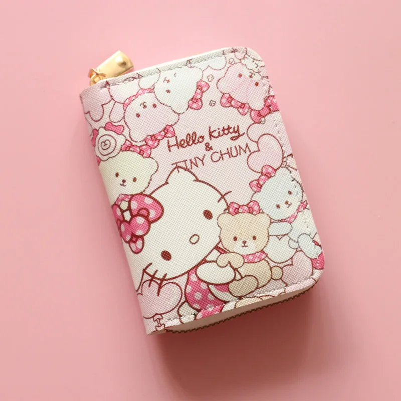 

2023 Kawaii Sanrio Wallet Anime Cute Hello Kitty Cinnamoroll Storage Bag Multi Card Slot Card Pack Zip Coin Purse Girl Gifts