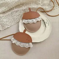 New Cartoon Sweet Mini Kids Bags for Toddler Girls Cute Acorn Crossbody Bag PU with Lace  Creative Handmade Bags Children's Gift 3