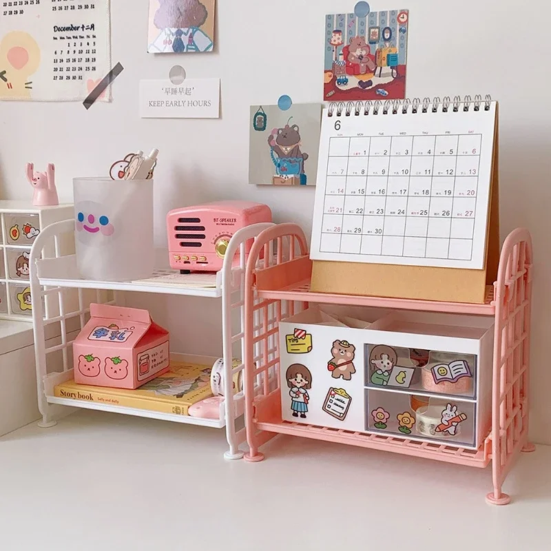 Desktop Organizer Ins Korean Creative Simplicity Solid Color Stationery Storage Box Cute Cosmetics Holder office/Student Supply