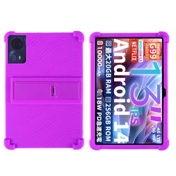 Durable Shockproof Silicone Tablet Case with Adjustable Stand and Airbag Protection, 13-Inch Screen Compatible for Teclast T65 Max (PURPLE)