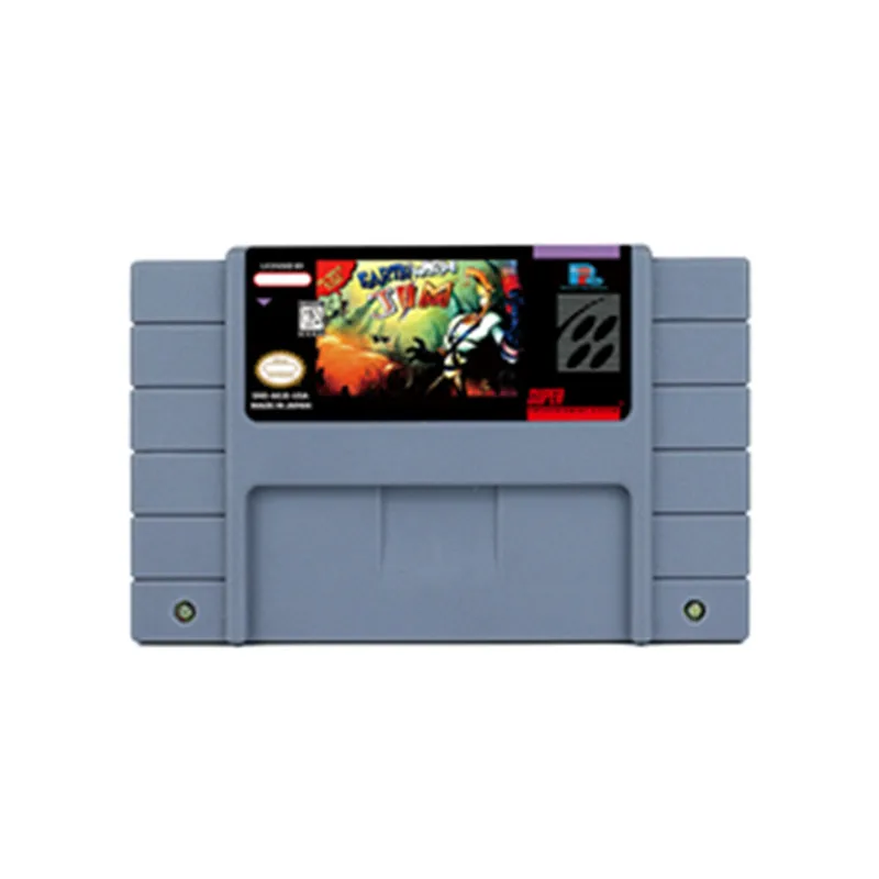 Earthworm Jim 1 O Earthworm Jim 2 Gioco D'Azione Per Snes 16 Bitretro Carrello Regalo Dei Bambini