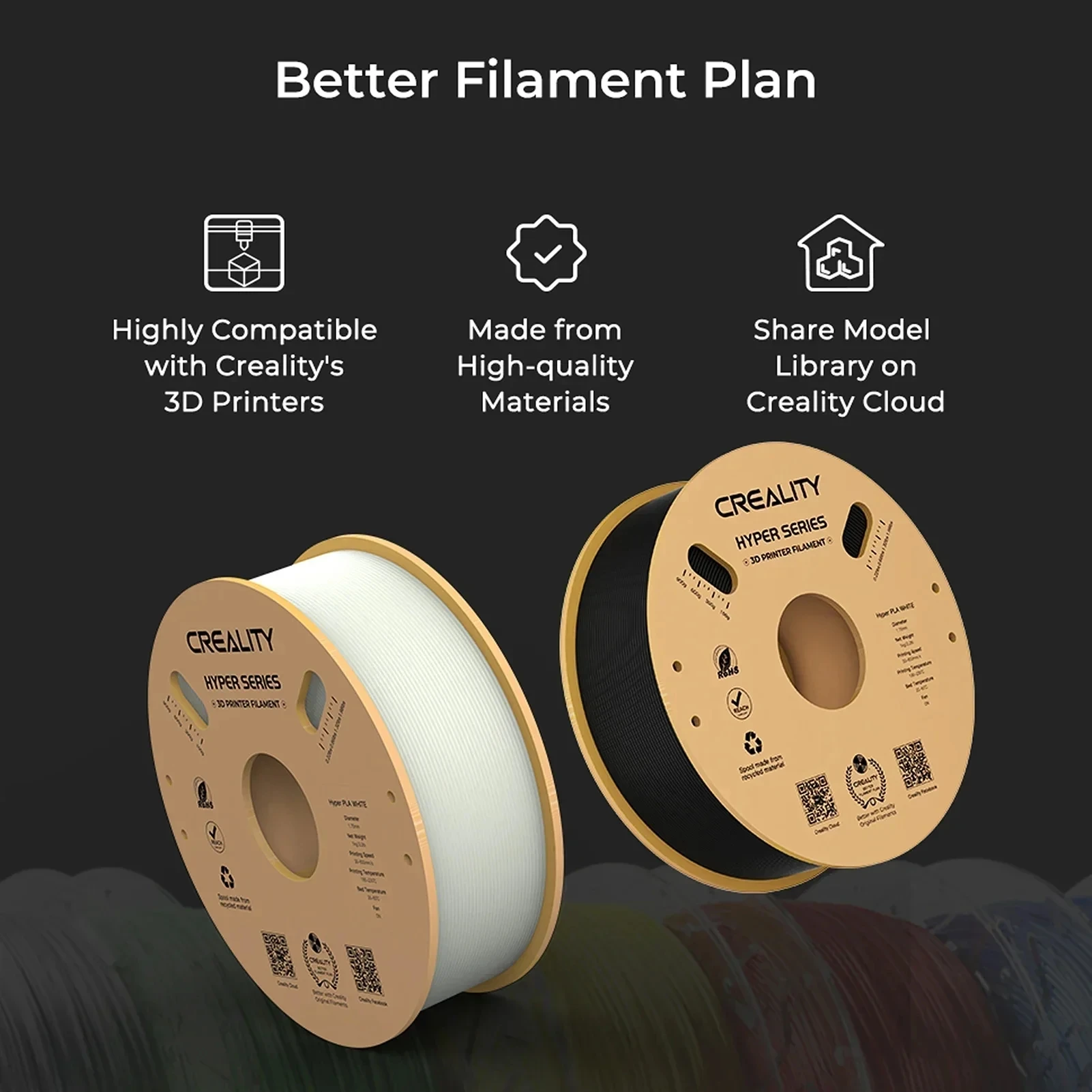 Creality 하이퍼 PLA 필라멘트, 고속 3D 프린터 필라멘트, 30-600 mm/s, 1kg(2.2lbs)/스풀 PLA 필라멘트, 1.75mm