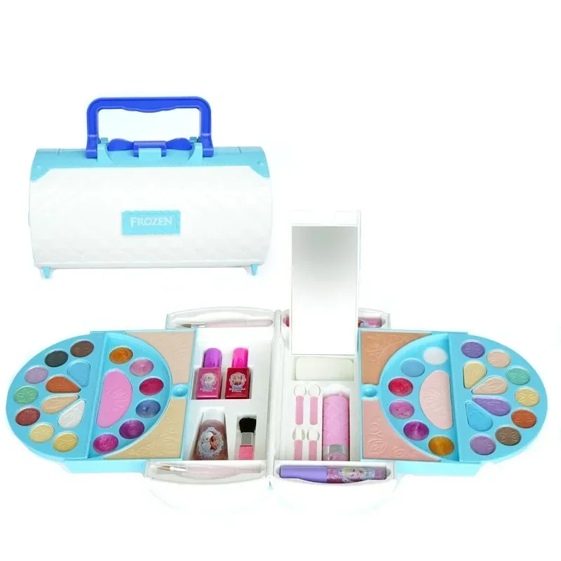 Disney girls Princess frozen elsa anna real suitcase  case Makeup set with original box  Cartoon  Beauty Fashion Pretend Toys 4
