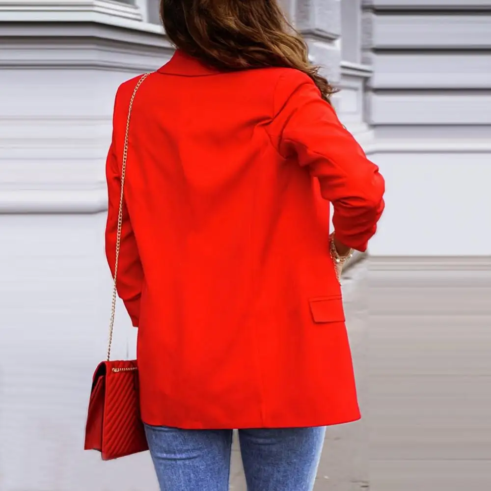 

Slim Blazer Coat Chic Lady Solid Color Suit Jacket Lapel for Autumn Long Sleeve Jacket Blazer Women White Blazers Office