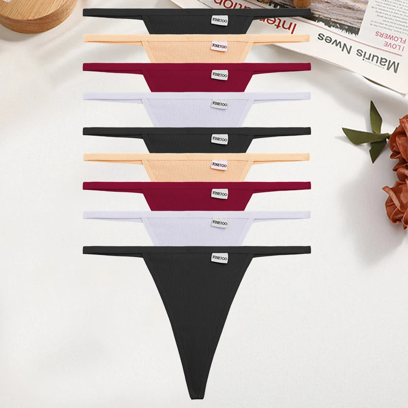 9PCS/Set Sexy G-string S-XL Cotton Girls Panties Women's Pantys Female Underpants Ladies Thong FINETOO Lingerie Bikini Underwear
