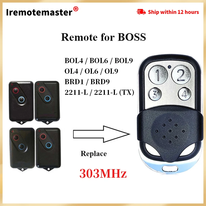 ReplacementBOL4BOL6BRD1GarageDoorRemoteControl303MHzBossSTEEL