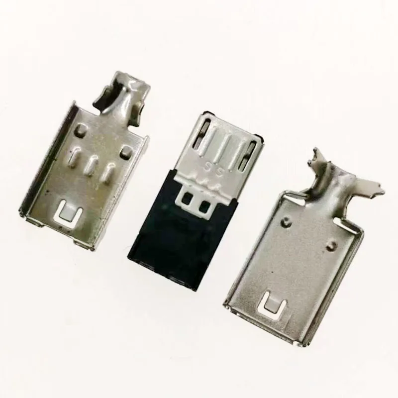 10set 3 in 1 MICRO USB Male Plug with metal housing shell Mike 5P Andrews USB interface Punctured Solderless press wire type