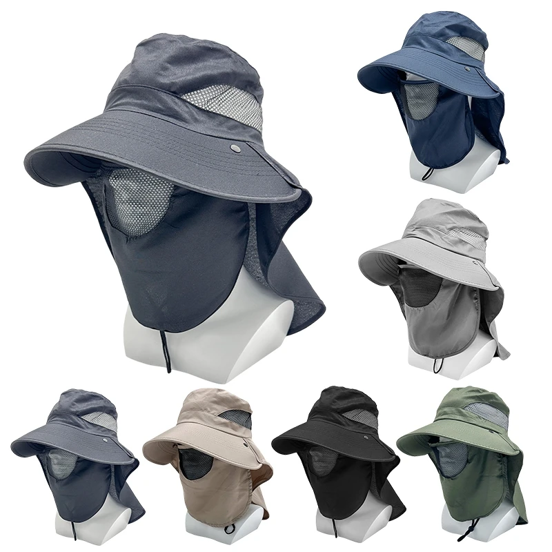 Summer UV Protection Sun Hats Adjustable Breathable Fishing Hat for Men Women Outdoor Hiking Hunting Fishing Removable Cap