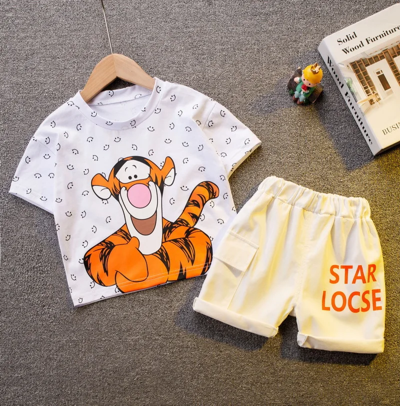 0-5 Years Old Children's High-Quality Summer Children's Clothing Baby Fashion Cartoon T-Shirt + Cotton Shorts 2-Piece Set baby outfit sets girl