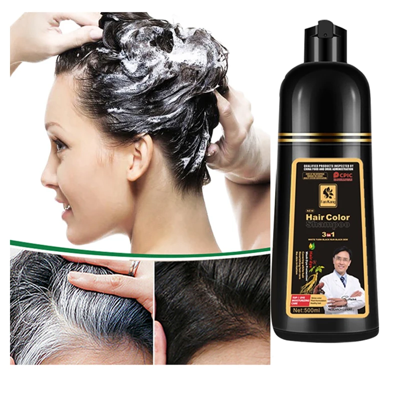 

500ml Permanent Hair Shampoo Organic Natural Fast Hair Dye Plant Essence Hair Colorng Cream Cover Dye Shampoo For Women Men